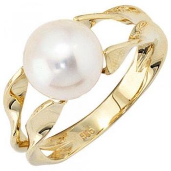 Jobo Perlenring Damen 585 Gold Gelbgold Größe 52