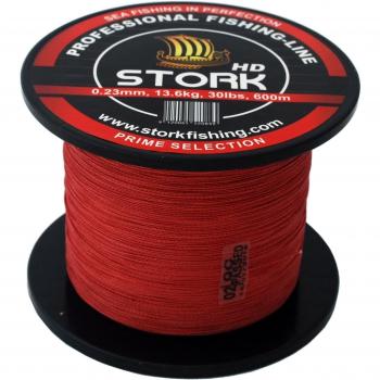 Stork HD, Hilo Trenzado para Pesca 600m (Rojo, 18.1 kg)