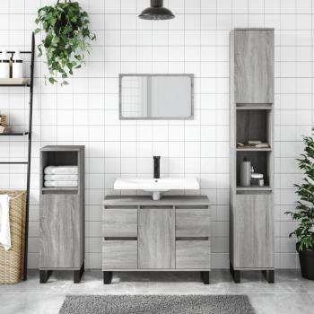 Armário de Casa de Banho VidaXL 80x33x60 cm – Cor Cinza Sonoma