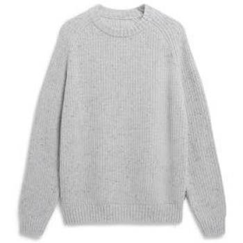 Herren Pullover Kiaano Tweed – Recycled Bio‑Wolle – L – Oatmilk‑Black Edition
