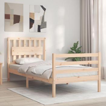 Cama de madera maciza con cabecero 90x200 cm