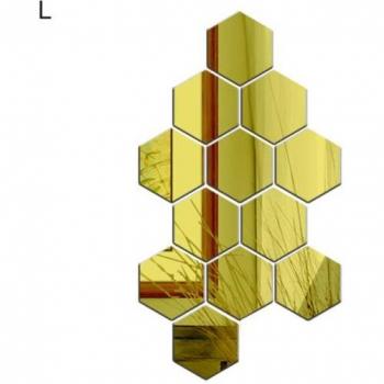 3D Spiegelaufkleber Set in Sechseckform, 12er Pack zur Raumdekoration