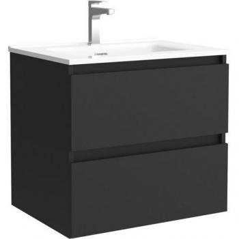 Mueble de baño Bequia 100 cm Negro Mate con 2 cajones y lavabo de porcelana