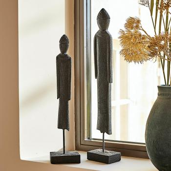 Lot de 2 statuettes Ariège, noires (7 x 10 x 54 cm)