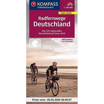 KOMPASS Radfernwege Deutschland: Das Fahrradparadies Deutschland auf einen Blick. GPX-Daten zum Download. (KOMPASS-Großraum-Radtourenkarte, Band 2560)