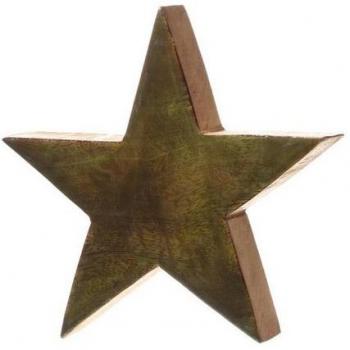 Dekostern aus Naturholz – MARELIDA, 20 cm, einseitiger Weihnachtsstern in Grün