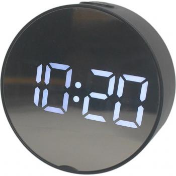 Tragbarer LED Wecker mit Spiegel und Alarm