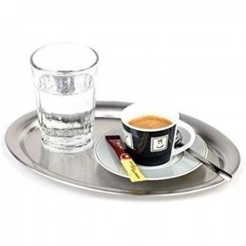 APS Serviertablett Kaffeehaus, oval, matt, 26.5x19.5x1.5 cm, silber
