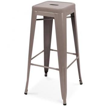 Taburete de bar de metal mate color topo Oviala