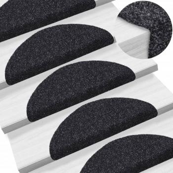 Tapis de Marche Insonorisant Antidérapant Noir 5 pcs 56x17x3 cm Aiguilleté