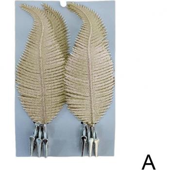 Décorations de Noël avec clips et plumes, 22 cm