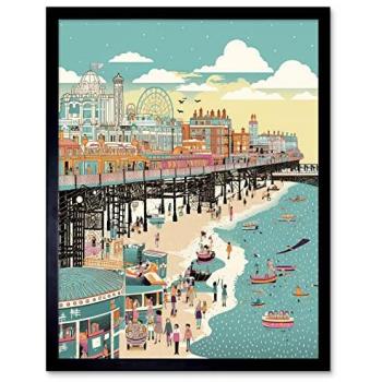 Brighton Beach Vistas – 12x16 Black Frame Coastal Art Print
