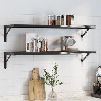 Wall Shelves 100x30x3 cm Black Stainless Steel 2 pcs vidaXL