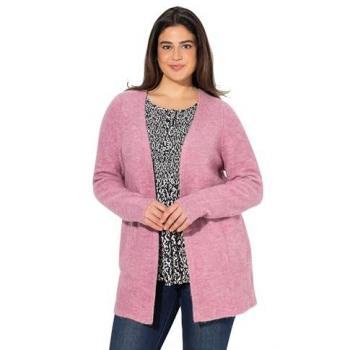 Ulla Popken Damen Strickjacke A-Linie Übergröße 46/48 in Himbeere mit Taschen