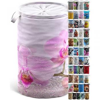 Sanilo Wäschekorb Blooming – 60 Liter, faltbar mit Sichtschutz