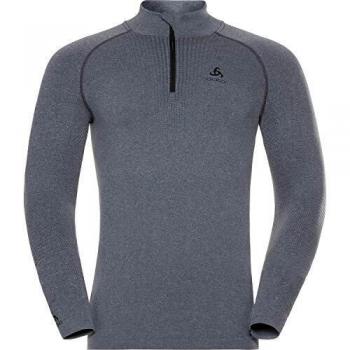 Capa Base Odlo 1/4 Zip Performance Warm para Hombre, Gris, Manga Larga