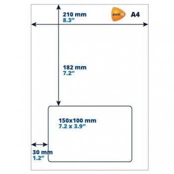A4 Retouretiket, 100mm x 150mm, 1000 stuks, PostNL