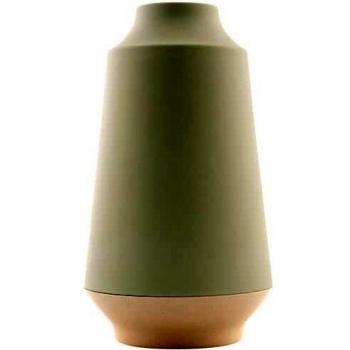 Vase en bambou 15.1x26.5cm Vert Sauge et Blanc cassé