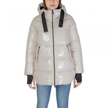Beige Hooded Turtleneck Zip Jacket – Women’s S