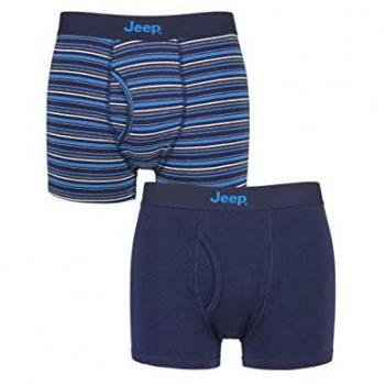 Men's Cotton Rich Keyhole Trunks 2-Pack Navy/Blue