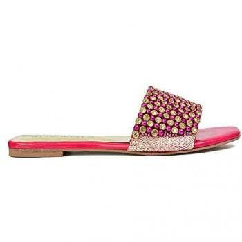 Xy London Daisy Jones Glimmering Flat Sandals – Size 3 Pink