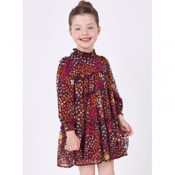 Mayoral Blumen-Longsleeve-Chiffonkleid – Pastellfarben