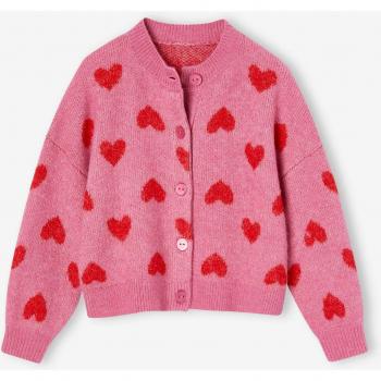 Heritage Old Rose Cardigan, Jacquard Hearts (Girls 12/14Y)