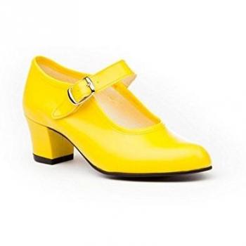 Zapatos Flamenca para Niña y Mujer, Modelo 302, Hecho en España (38, Amarillo)