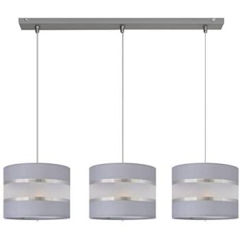 Helam Lighting Helen Straight Bar Pendant Ceiling Light Grey Silver 65cm