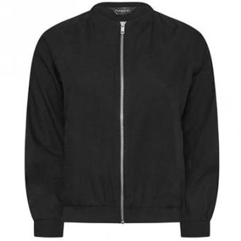 Black Linen Bomber Jacket for Women – Petite Fit (Size 14)