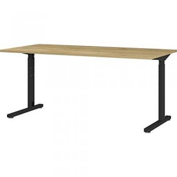 GERMANIA Profi 3.0 höhenverstellbarer Schreibtisch grandson-eiche rechteckig, C-Fuß-Gestell schwarz 160,0 x 80,0 cm
