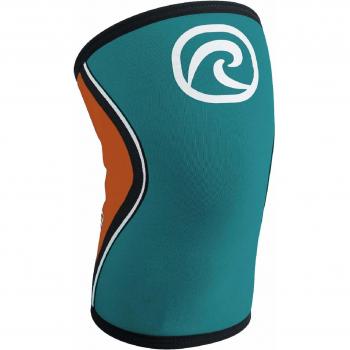 Rehband Neopren Kniebandage RX, 5 mm, Blaugrün/Orange, Größe L