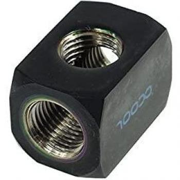 Alphacool HF Anschlussterminal TEE T-Stück Rund G1/4 Deep Black, Wasserkühlung Komponenten Zubehör, Schwarz