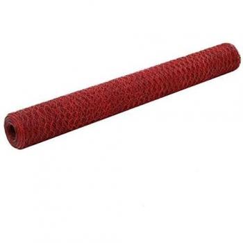 Cerca de Galinheiro VidaXL 25x1,2m – Arame de Aço com Revestimento PVC Vermelho