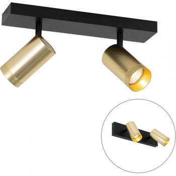 Black & Gold Adjustable 2‑Light Ceiling Spotlight by Jeana Luxe (QAZQA)