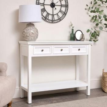 Large White 3 Drawer Sideboard Console Table