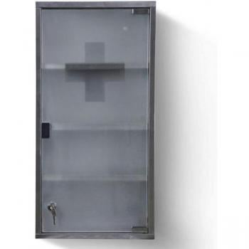 Armario de Primeros Auxilios Pared 60x30x12cm, 4 Compartimentos, Puerta Vidrio Mate, 2 Llaves, Acero Inoxidable, Jago