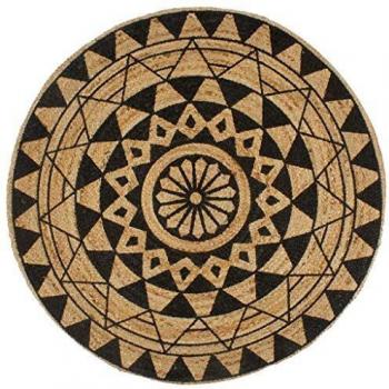 Handmade Rug Jute with Black Print 150 cm