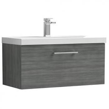 800mm Wall Hung 2 Drawer Vanity Unit with Ceramic Basin