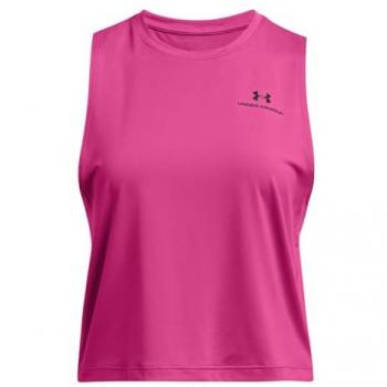Blusa deportiva sin mangas crop de alto rendimiento para mujer, color rosa, talla XL