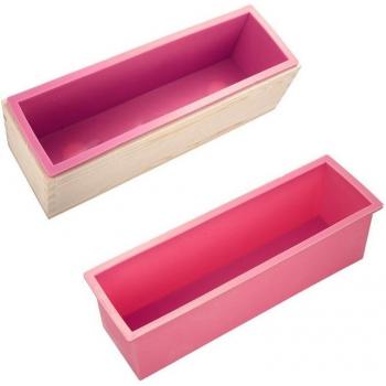 Moldes Rectangulares de Jabón 3 piezas en Caja de Madera – Silicone Rosa