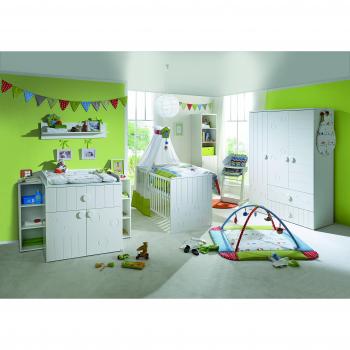 Kinderzimmer‑Wickelkommode Cambino Play – 92 cm, 1 Schublade, 2 Türen, weiß