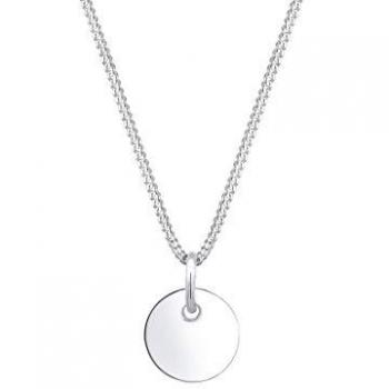 Kette mit Anhänger ELLI Panzerkette mit Kreis Rund Plättchen 925 Silber Gr. 55, silber, Halsketten, Damen, 55, Silber 925 (Sterlingsilber), L: 45cm