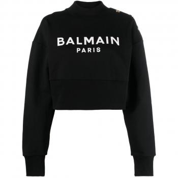 Balmain Women's Cropped Sweatshirt in Black