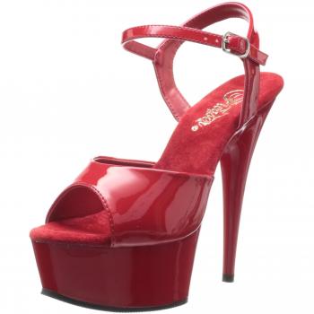 Pleaser DELIGHT-609, Damen Plateau Sandalen, Rot