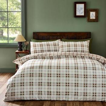 Unisex Kelso Check Convertible Duvet Set – Double (Burnt Orange)