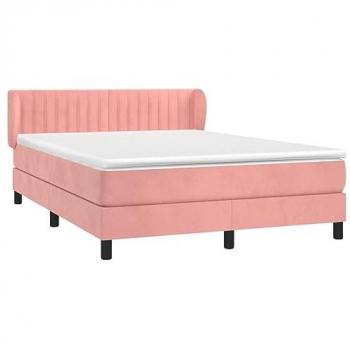 Elegantes Boxspringbett mit Matratze in Rosa 140x200 cm