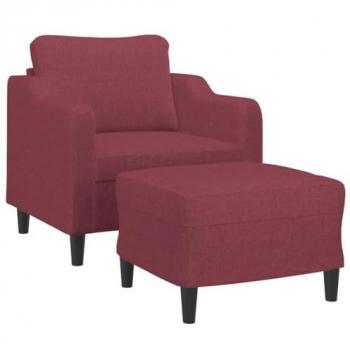 VidaXL Bordeauxroter Sessel mit Hocker aus Stoff, 60 cm