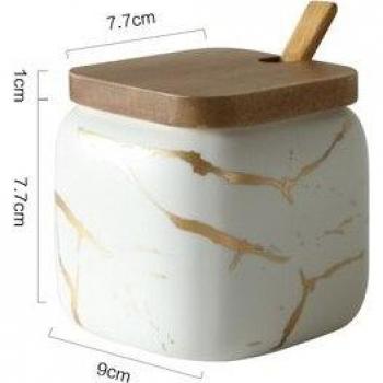 Accessoires de cuisine en céramique avec couvercle en bois