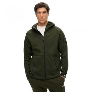 Sudadera con Capucha y Cremallera Superdry Tech Logo Verde